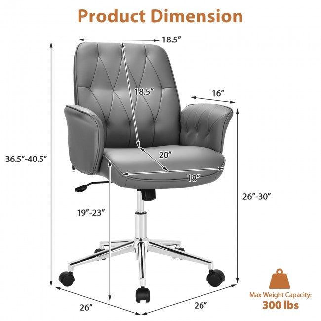 Chairliving - PU Leather Adjustable Swivel with Armrest Home Office Leisure Chair