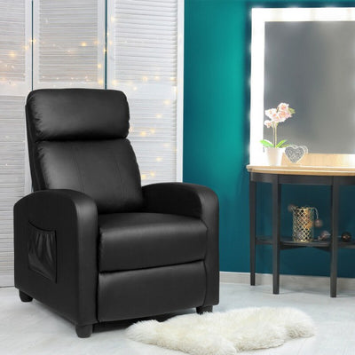 Single Recliner Chair Wingback Chair Home Theater Seating with Massage Function and Side Pocket