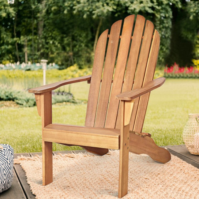 Outdoor Wooden Adirondack Lounge Chair Armchair with Ergonomic Design