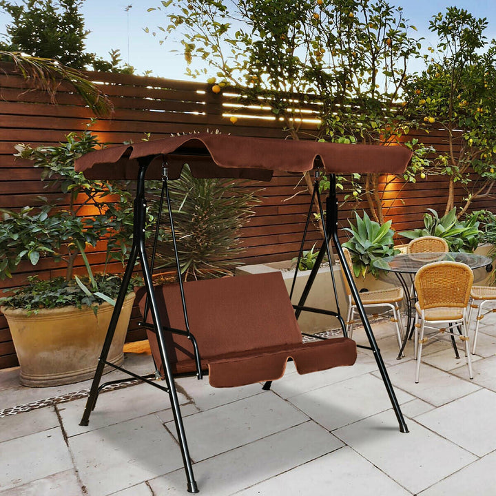 2 Person Weather Resistant Canopy Swing for Porch Garden Backyard Lawn
