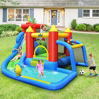 Inflatable Bouncer Bounce House with Water Slide Splash Pool without Blower