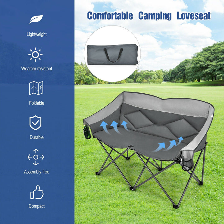 Folding Camping Chair with Bags and Padded Backrest