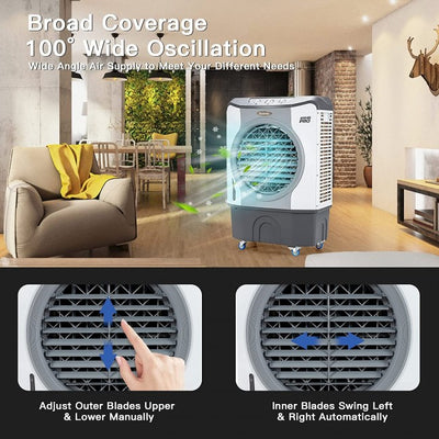 4-in-1 Portable Evaporative Air Purifier Air Cooler With 45L Tank and 3 Wind Speeds for Room Home Office