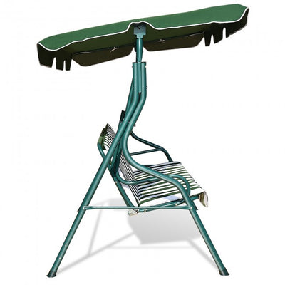 3 Seat Outdoor Patio Swing Chair Canopy Swing with Cushion and Steel Frame