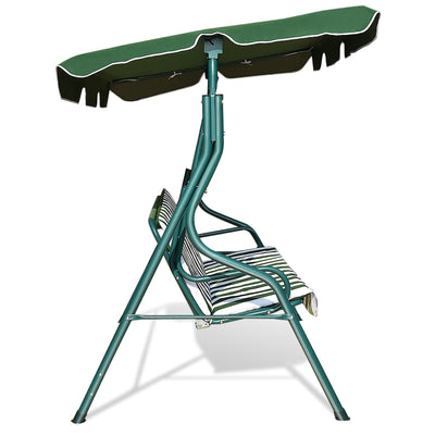 3 Seat Outdoor Patio Canopy Swing with Cushioned Steel Frame