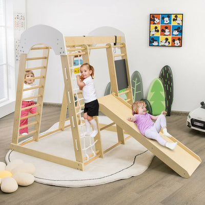 Indoor Playground Climbing Gym Wooden 8 in 1 Climber Playset for Children