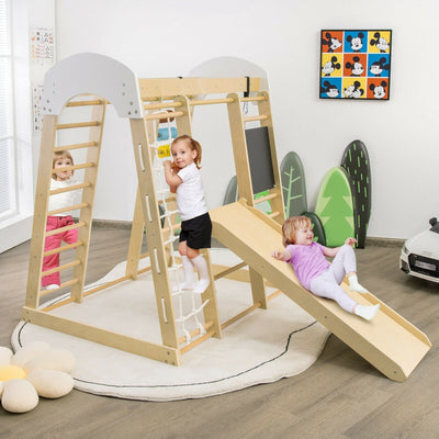 Indoor Playground Climbing Gym Wooden 8 in 1 Climber Playset for Children