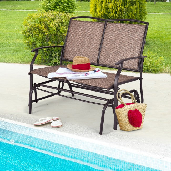 Iron Patio Rocking Chair Swing Chair Lounge Glider for Garden Backyard Pool