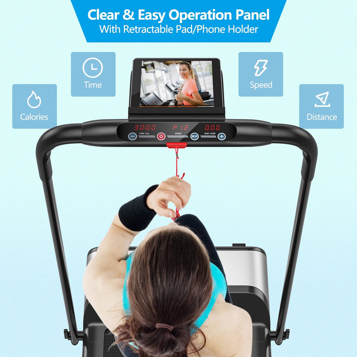 Ultra-thin Electric Folding Motorized Treadmill with LCD Monitor Low Noise