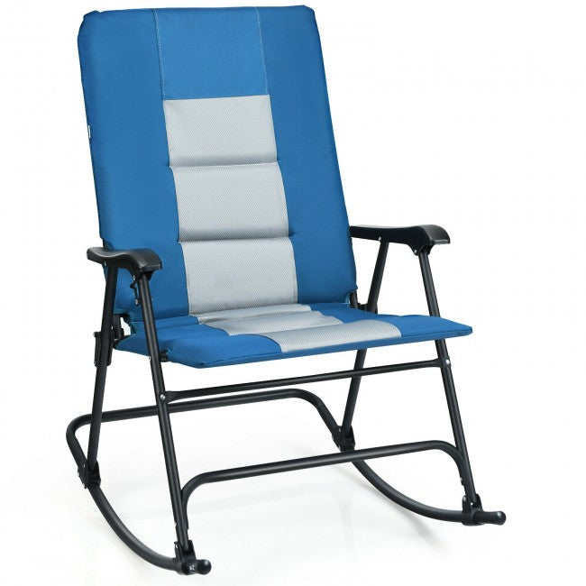 Outdoor Portable Folding Rocking Chair with Armrest &amp; Padded Seat