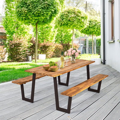 70 Inch Dining Table Set with Seats and Umbrella Hole
