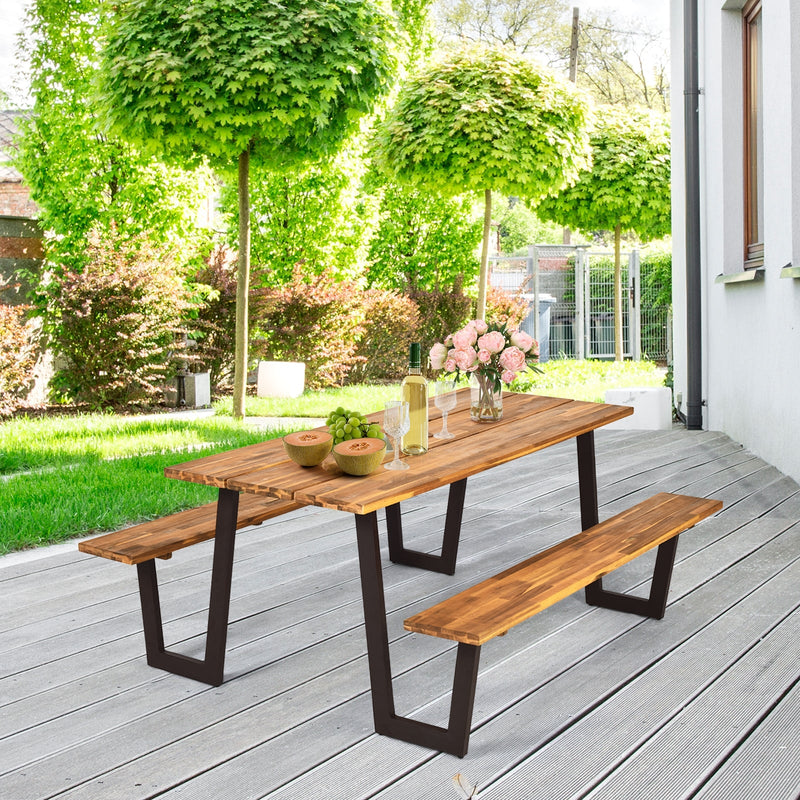 70 Inch Dining Table Set with Seats and Umbrella Hole