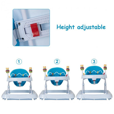 3 in 1 Foldable Baby Walker with Adjustable Height