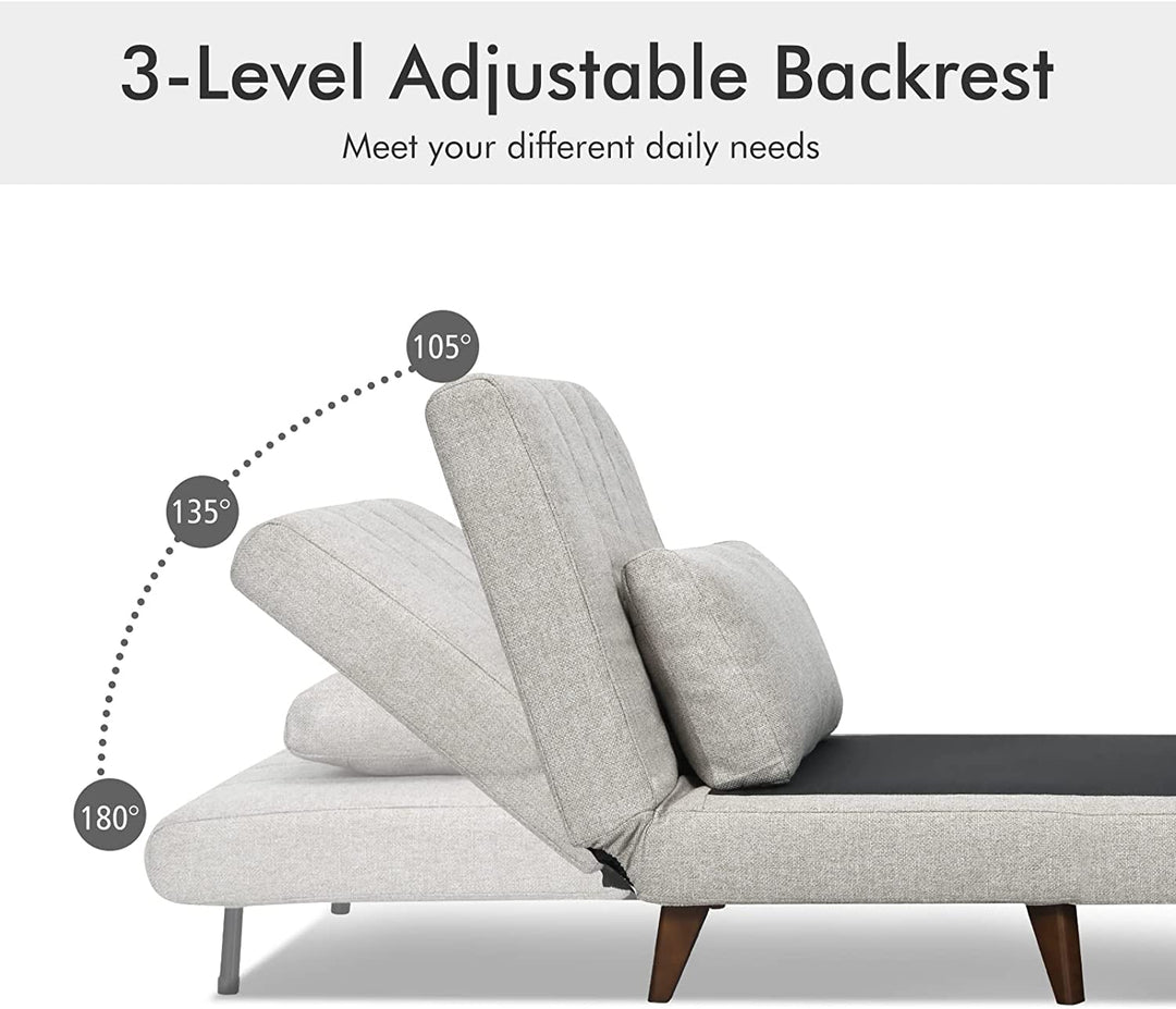 3 in 1 Folding Sofa Bed Convertible Sleeper Couch Adjustable Recliner Chair with Pillow