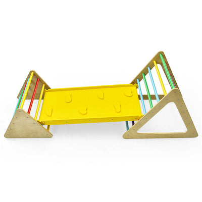 3-in-1 Kids Pikler Triangle Climber Toddler Wooden Climbing Triangle Set with Ladder & Slide for Boys Girls