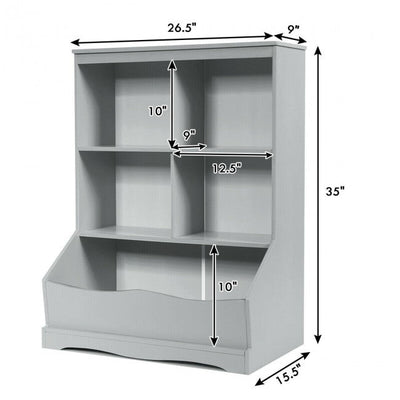 4-Cubby Kids Wooden Toy Storage Cabinet