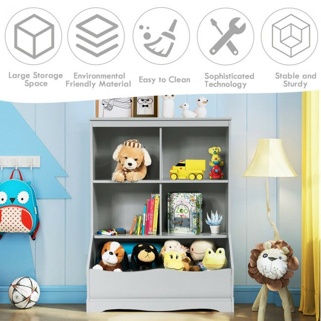 4-Cubby Kids Wooden Toy Storage Cabinet