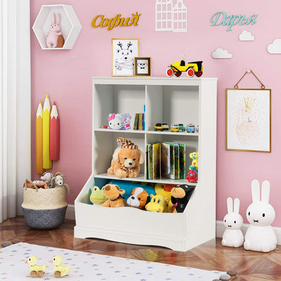 4-Cubby Kids Wooden Toy Storage Cabinet