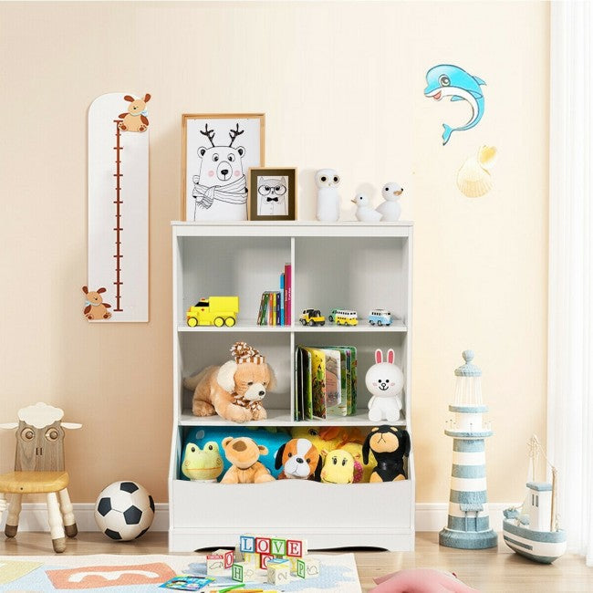 4-Cubby Kids Wooden Toy Storage Cabinet