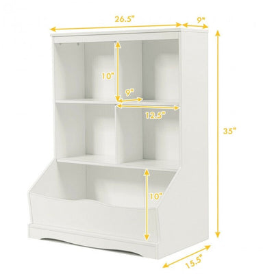 4-Cubby Kids Wooden Toy Storage Cabinet