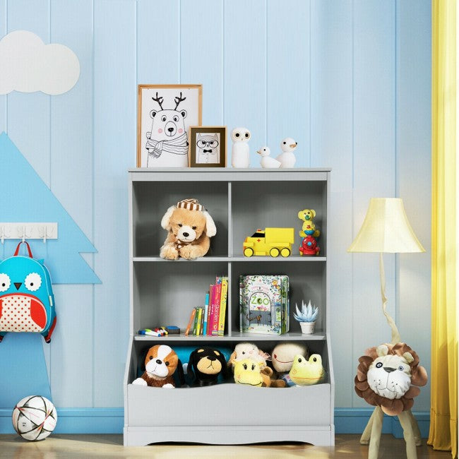 4-Cubby Kids Wooden Toy Storage Cabinet