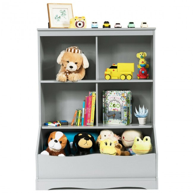 4-Cubby Kids Wooden Toy Storage Cabinet