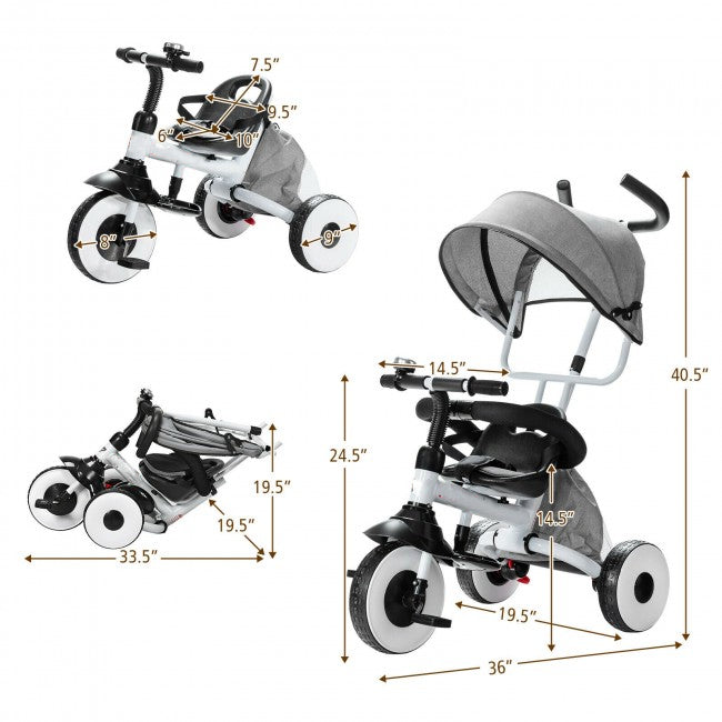 4-in-1 Kids Baby Stroller Tricycle