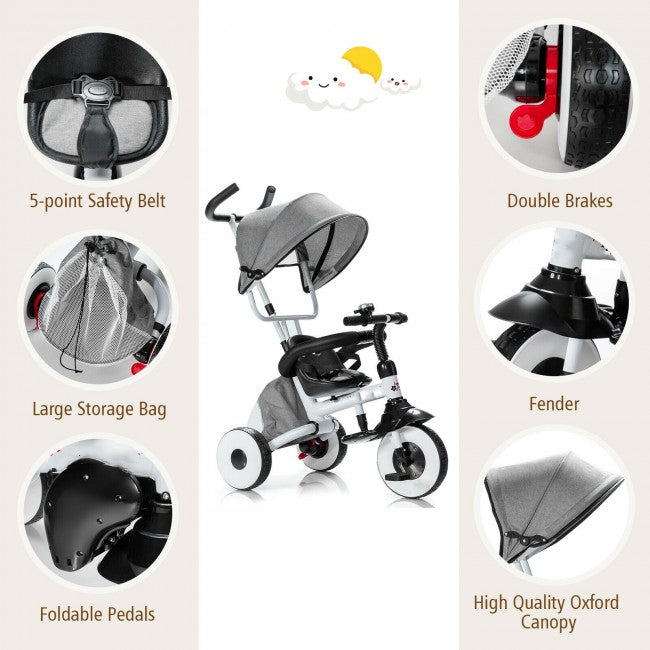 4-in-1 Kids Baby Stroller Tricycle