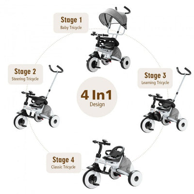 4-in-1 Kids Baby Stroller Tricycle