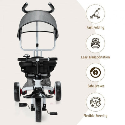 4-in-1 Kids Baby Stroller Tricycle