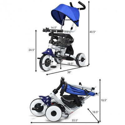 4-in-1 Kids Baby Stroller Tricycle