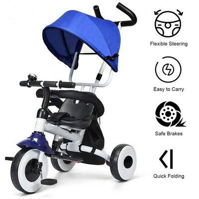 4-in-1 Kids Baby Stroller Tricycle