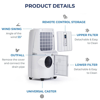 12000BTU 3-in-1 Portable Air Conditioner with Remote