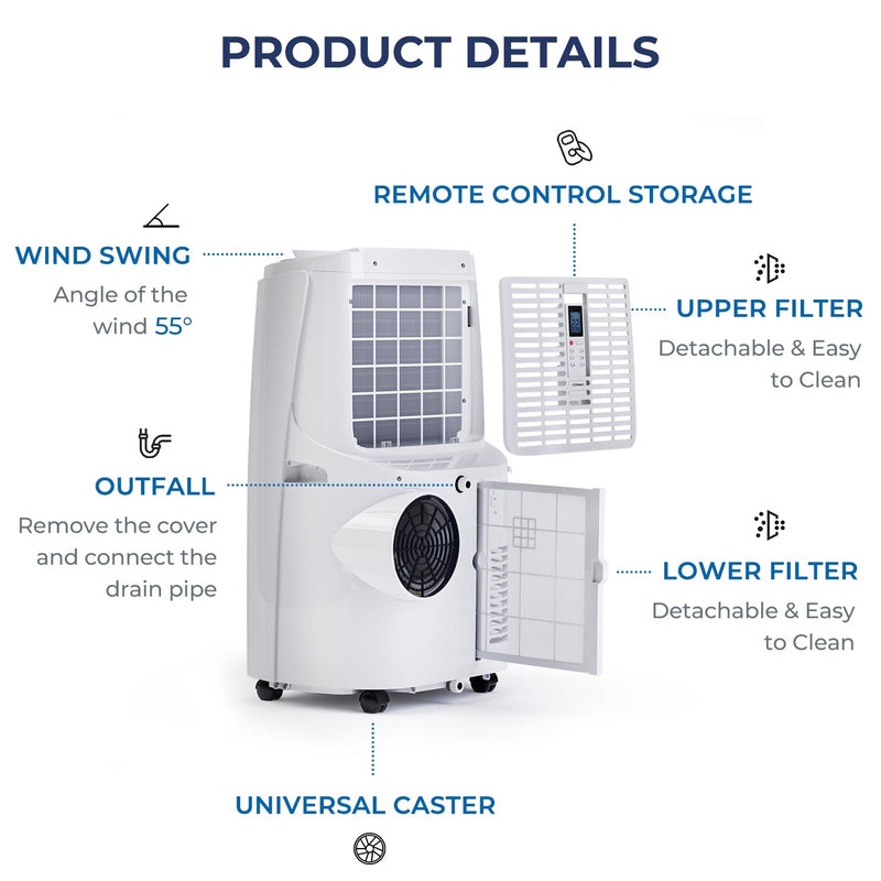 12000BTU 3-in-1 Portable Air Conditioner with Remote