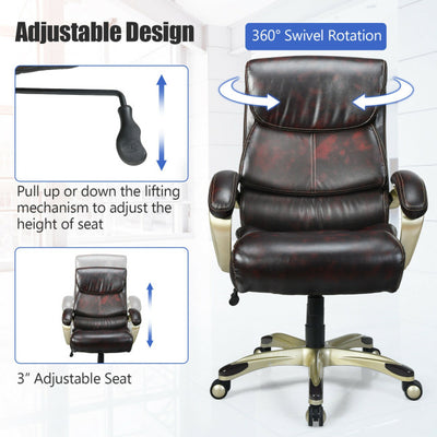 400 LBS Big and Tall Office Desk Chair Adjustable Executive PU Leather Swivel Recliner with Lumbar Support