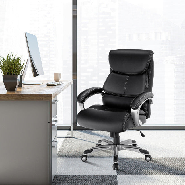 400 LBS Big and Tall Office Desk Chair Adjustable Executive PU Leather Swivel Recliner with Lumbar Support