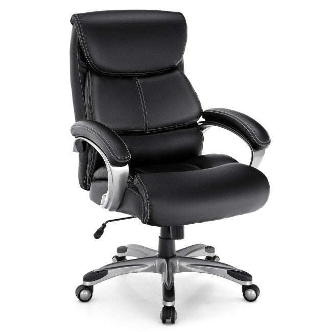 400 LBS Big and Tall Office Desk Chair Adjustable Executive PU Leather Swivel Recliner with Lumbar Support