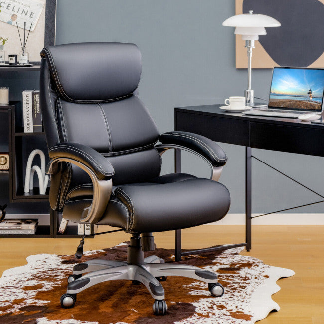 400 LBS Big and Tall Office Desk Chair Adjustable Executive PU Leather Swivel Recliner with Lumbar Support