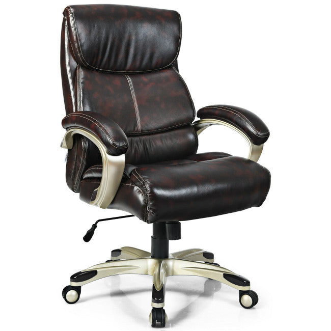400 LBS Big and Tall Office Desk Chair Adjustable Executive PU Leather Swivel Recliner with Lumbar Support