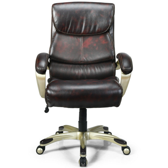 400 LBS Big and Tall Office Desk Chair Adjustable Executive PU Leather Swivel Recliner with Lumbar Support