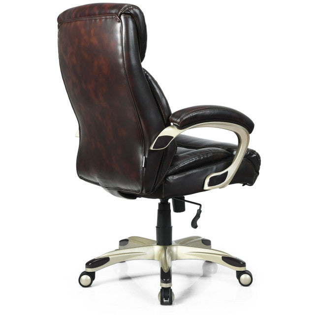 400 LBS Big and Tall Office Desk Chair Adjustable Executive PU Leather Swivel Recliner with Lumbar Support