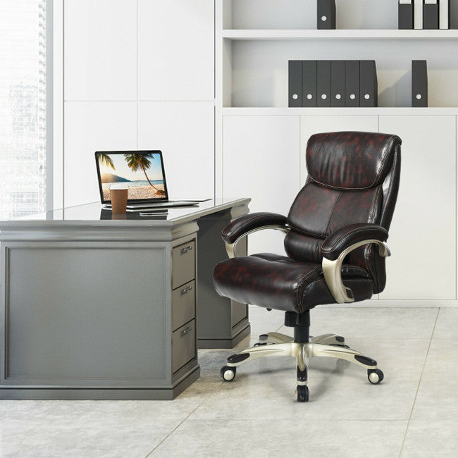 400 LBS Big and Tall Office Desk Chair Adjustable Executive PU Leather Swivel Recliner with Lumbar Support