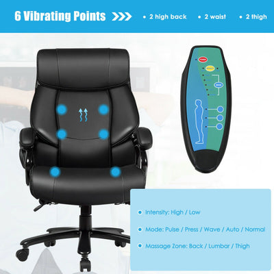 400lbs Big and Tall Office Chair Ergonomic Executive Massage Chair with Wide Seat and Lumbar Support