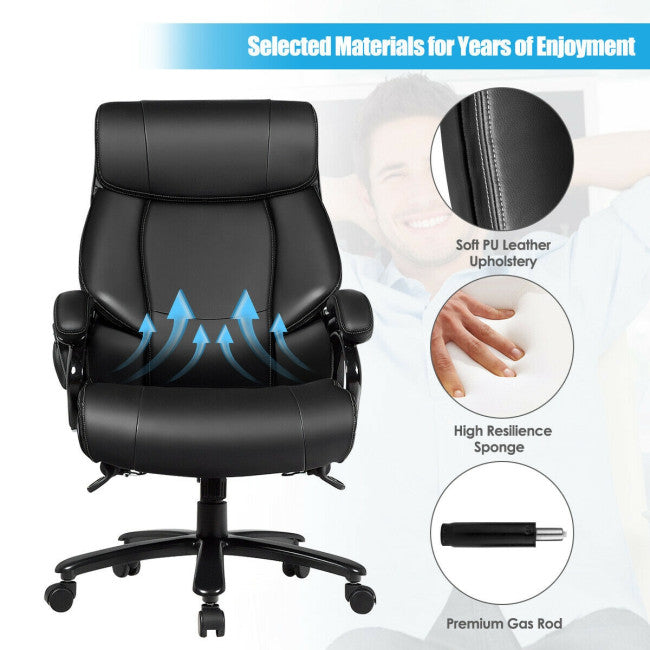 400lbs Big and Tall Office Chair Ergonomic Executive Massage Chair with Wide Seat and Lumbar Support