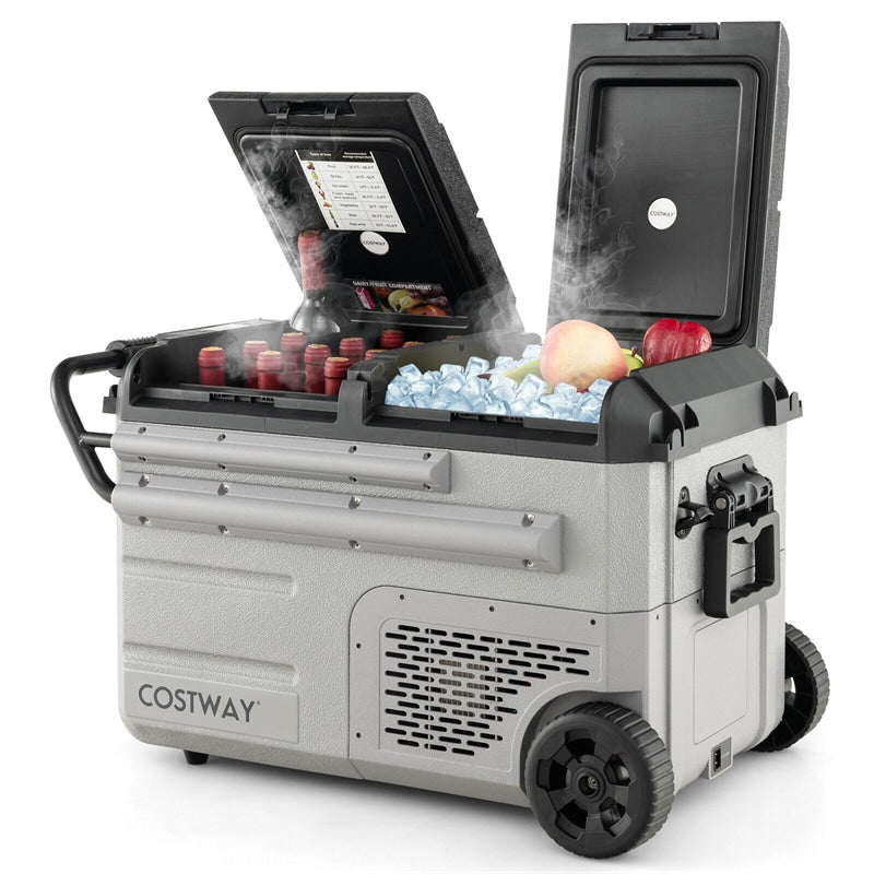 40 Quart Portable Car Refrigerator with Wheels 12/24V DC & 110-240V AC ...