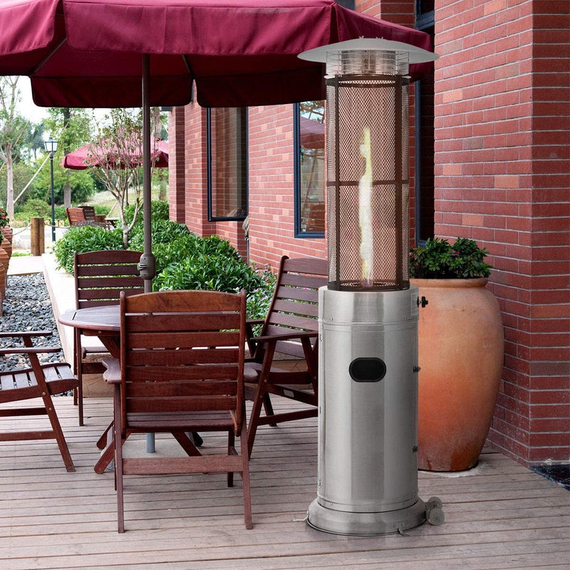 34000 BTU Stainless Steel Standing Round Glass Tube Propane Patio Heaters