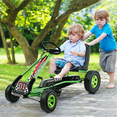 Kids Racer Pedal Go Kart 4 Wheel Powered Ride On Toy Car with Adjustable Seat