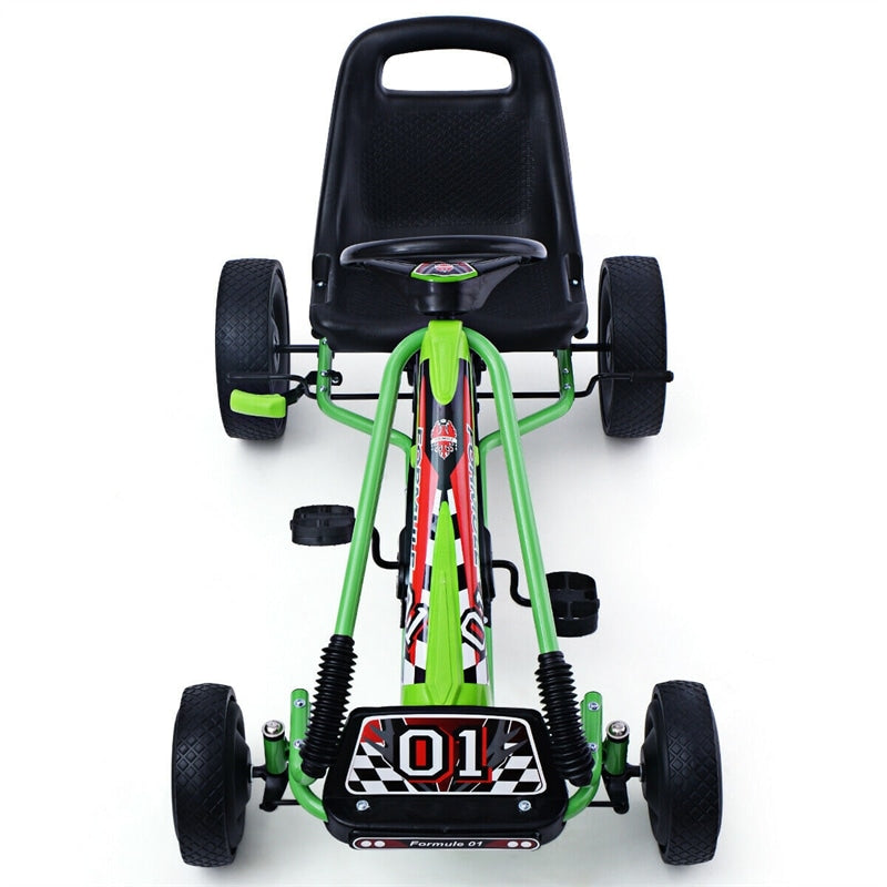 Kids Racer Pedal Go Kart 4 Wheel Powered Ride On Toy Car with Adjustable Seat