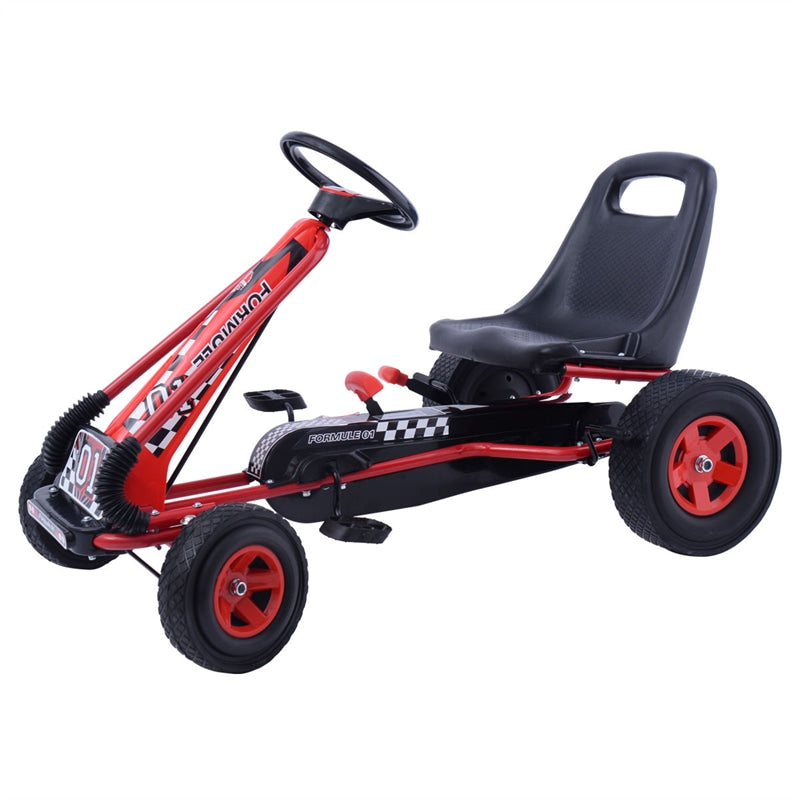 Kids Racer Pedal Go Kart 4 Wheel Powered Ride On Toy Car with Adjustable Seat