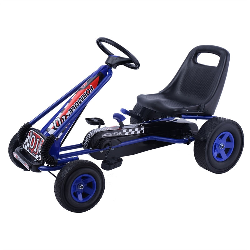 Kids Racer Pedal Go Kart 4 Wheel Powered Ride On Toy Car with Adjustable Seat